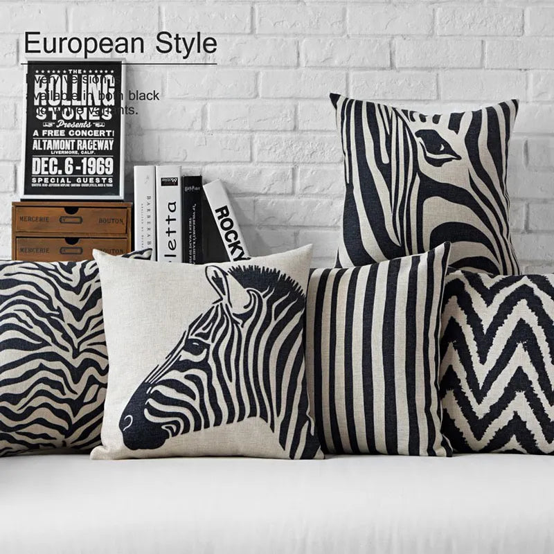 Nordic Black White Zebra Pillow Cover Leopard Geometric Cushion Home Decorative Office Sofa PillowCase