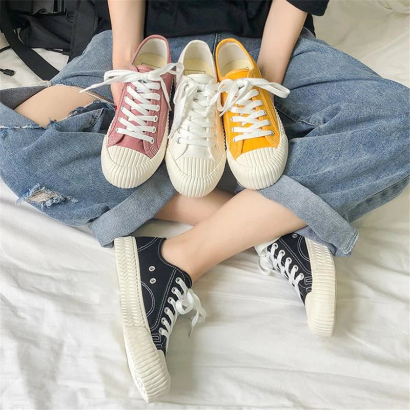 Women Fashion Athletic Sneakers Classic Canvas Shoes Women Low Top Vulcanize Shoes Female Walking Flats Casual Shoes