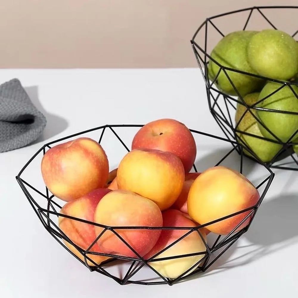 Iron Art  Fruit Basket Nordic Style Home Living Room Fruit Plate Snacks Creative Fruit Bowl Storage Basket Kitchen Organizer