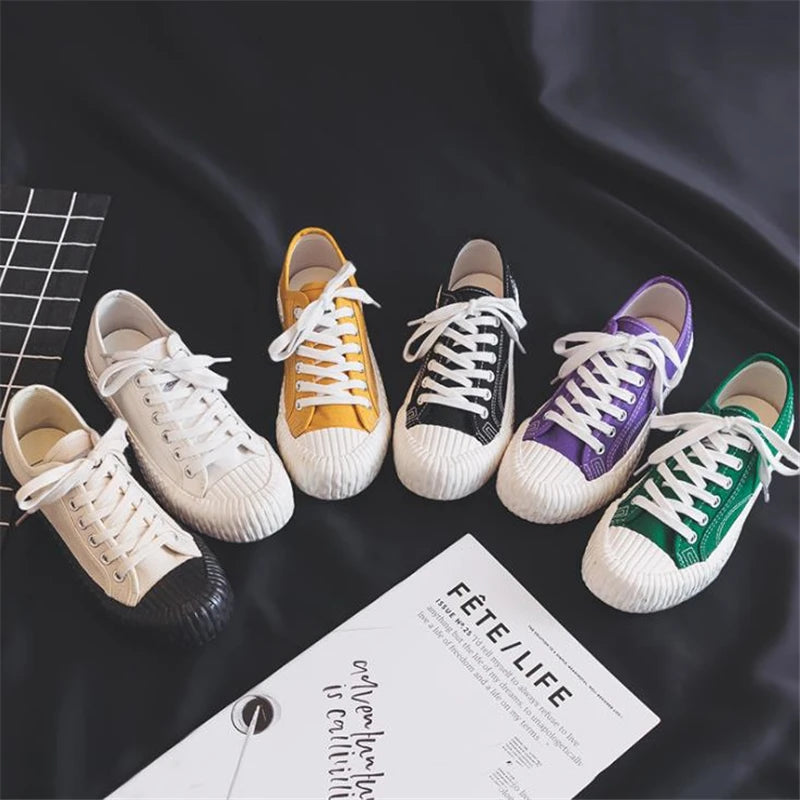 Women Fashion Athletic Sneakers Classic Canvas Shoes Women Low Top Vulcanize Shoes Female Walking Flats Casual Shoes