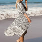 Sexy Bikini Cover-ups Cotton Tunic Boho Printed Summer Beach Dress Elegant Women Plus Size Beach Wear Swim Suit Cover Up Q1114