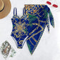 Summer NEW Print Push Up One Piece Swimsuit With Beach Skirt V Neck Swimwear Women Beachwear Bathing Suit Vintage Monokini