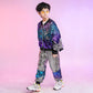 Street Jazz Dance Costume Performan Clothes Wear Kid Hip Hop Clothing Sequined Coat Jacket Loosed Silver Pants For Girls Boys