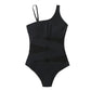 Sexy One shoulder Mesh Patchwork One-pieces Swimwear Women 2023 New Hollow Out High Cut Women's swimsuit Monokini Push Up Bikini