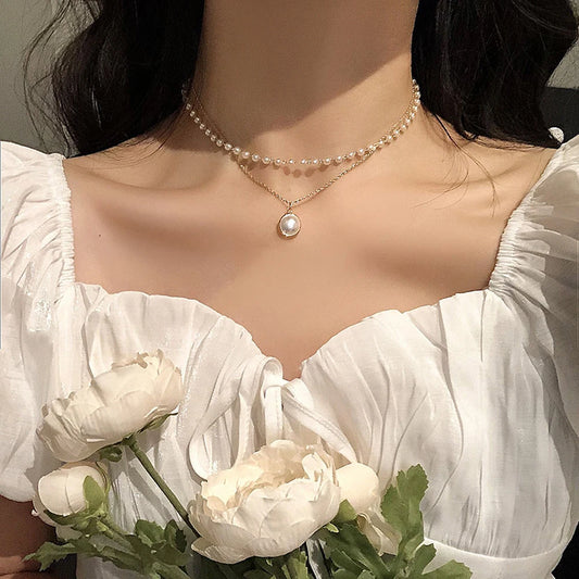 SUMENG 2023 New Beads Chain Kpop Pearl Choker Necklace Gold Color Goth Chocker Jewelry On The Neck Pendant For Women Girl Collar