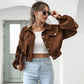 Jackets for Women Lantern Sleeve Cropped Bomber Jacket Overcoat Outwear Fashion Spring Vintage Corduroy Autumn Winter Coat 18047