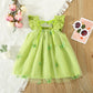 Sweet Beauty Children'S Dress 2023 Summer New Solid Color 3d Butterfly Embroidery Mesh Flying Sleeves Daily Knee Length 0-3 Year