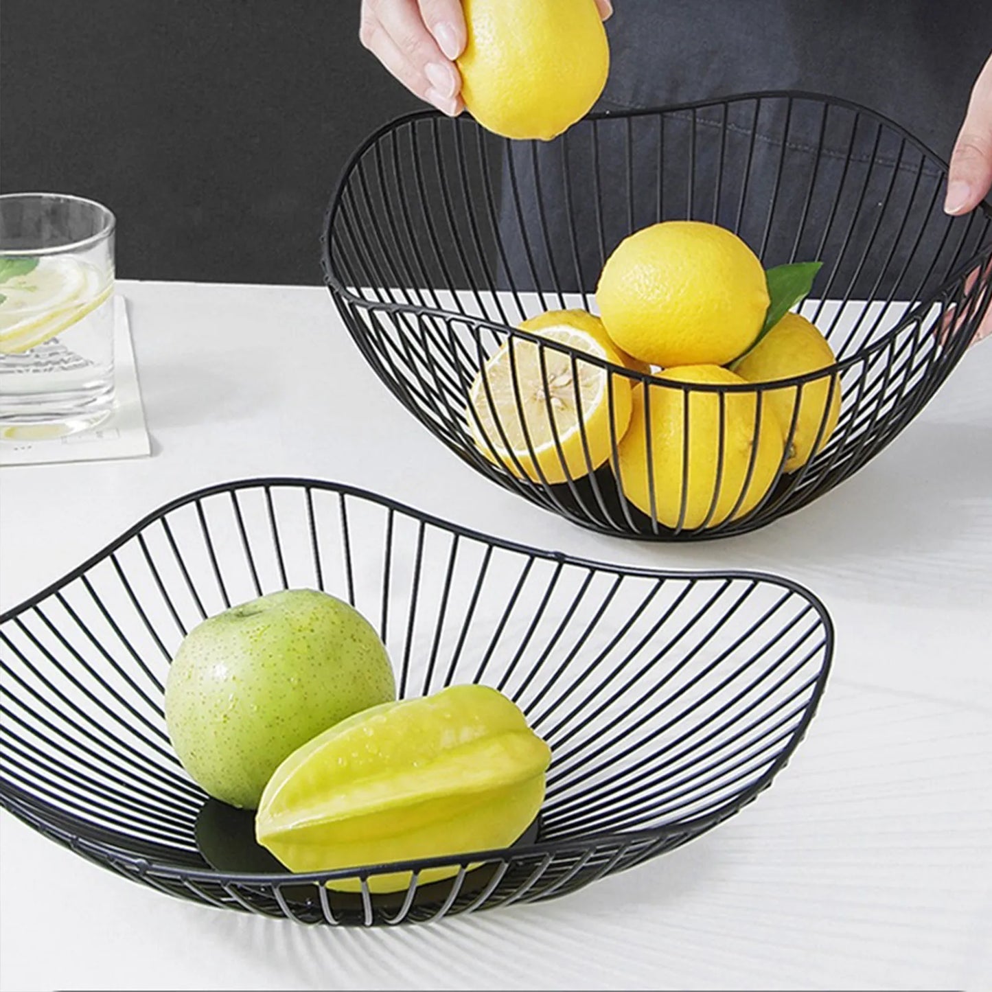 Iron Nordic Style Simple Fruit Basin Multi-Size Indoor Egg And Bread Storage Basket Kitchen Accessories Constructed With Wire