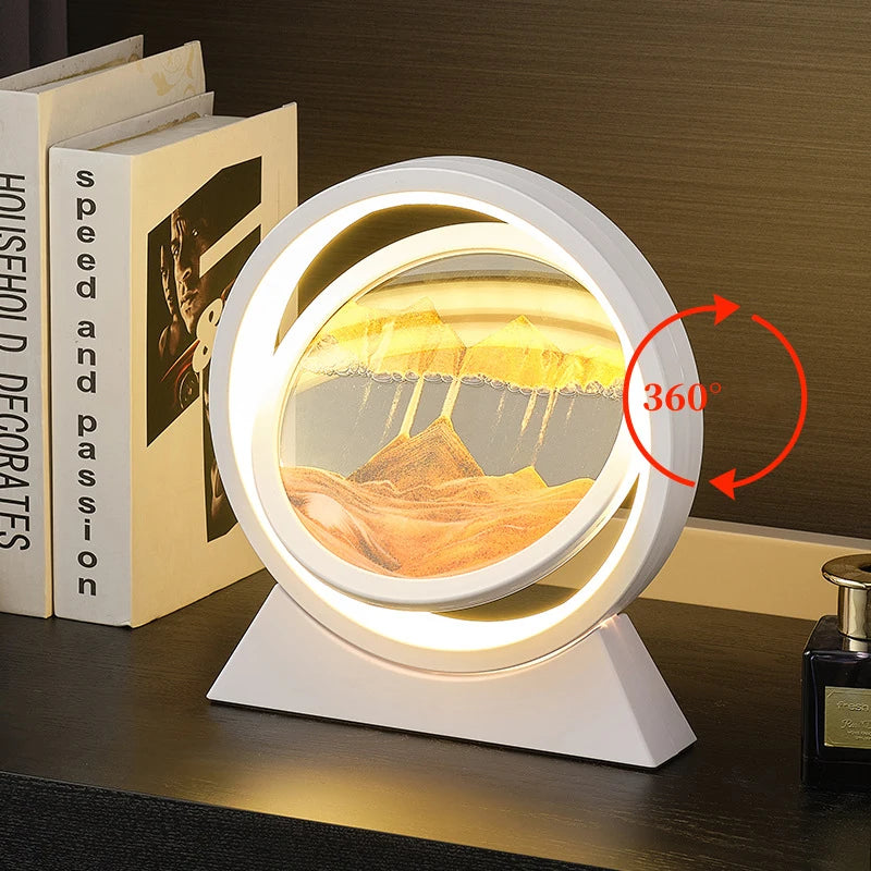 Moving Sand Art Picture Table Lamp Quicksand Night Light 3D Sandscape Hourglass Room Lamps Flowing Sand Painting Home Decor Gift