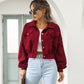 Jackets for Women Lantern Sleeve Cropped Bomber Jacket Overcoat Outwear Fashion Spring Vintage Corduroy Autumn Winter Coat 18047