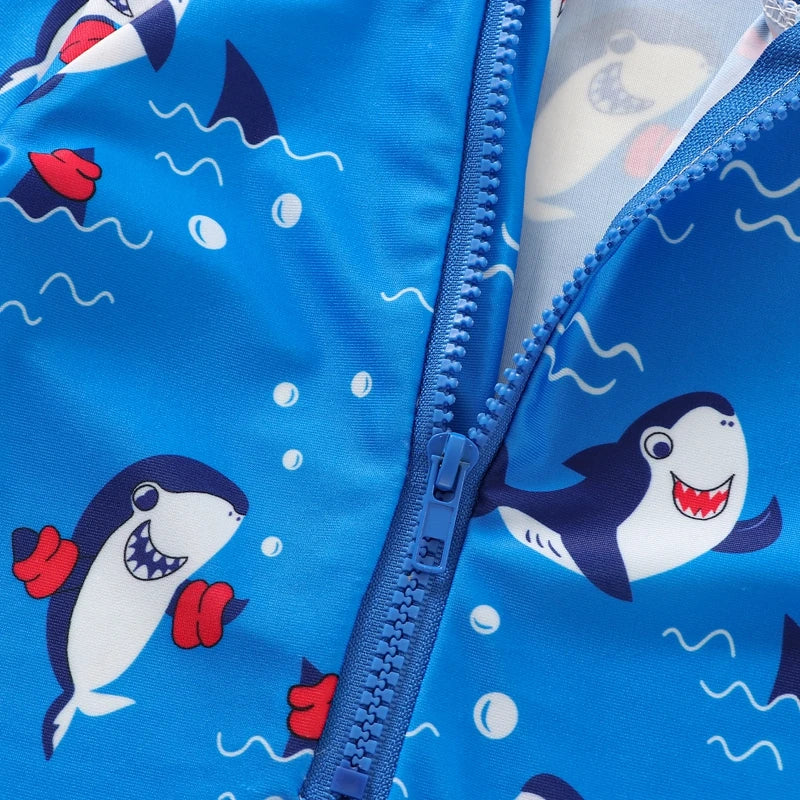 Baby Swimsuit Boy Bathing Suit Toddler Infant  Rash Guard Swimwear Short Sleeve Shark Swimsuit Boy 0-3T (Shark Long