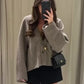 Elegant Straight Cut Wool Jacket Women Fashion V Neck Single Breasted Short Coat 2023 Autumn Chic Lady Office Street Outerwear