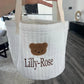 Embroidered Name Bear Storage Basket