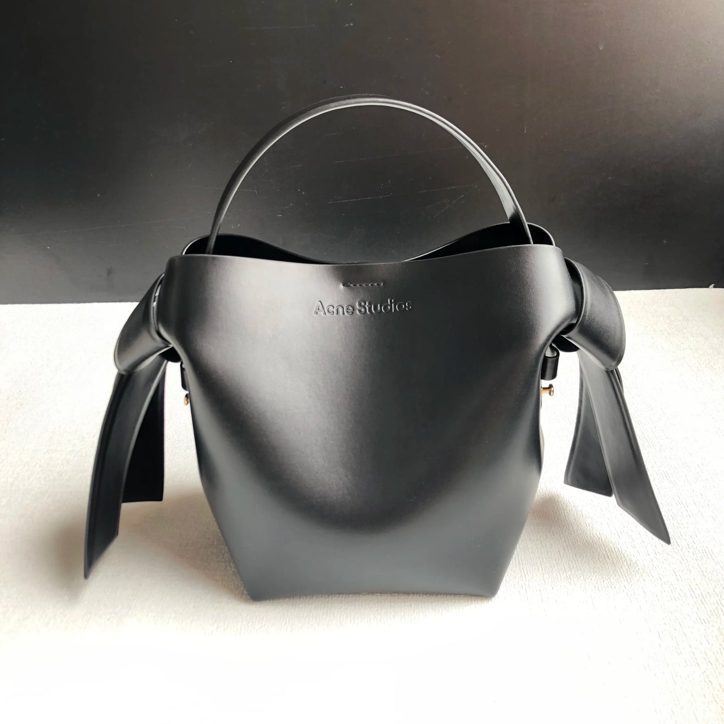 leather musibi bow one-shoulder Messenger bucket handbag