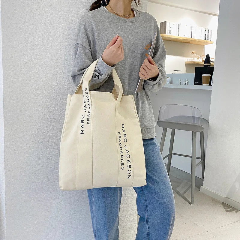 Canvas Bag Minimalist Letter Black and White Largel Tote Bag