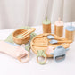 7Pcs/Set Children's Tableware Baby Bowl Plate Fork Spoon Cup Suction Feeding Food Bamboo Tableware With Silicone Suction Cup