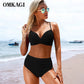 OMKAGI High Waist Bikini 2023 Women's Sexy Swimsuit Bikini Set Swimsuit Solid Push Up Srting Bathing Suit Print Swimwear Women