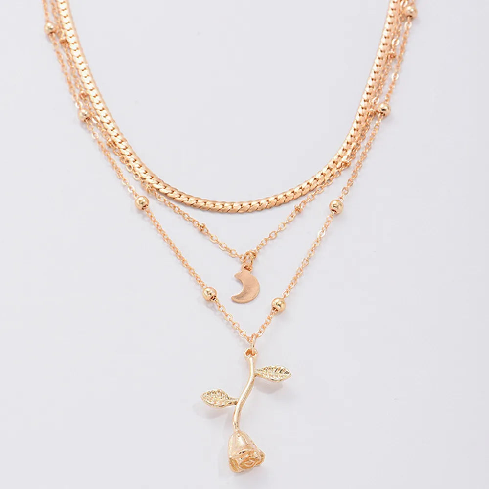 Bohemia Multilayer Moon Gold Color Pendant Necklaces