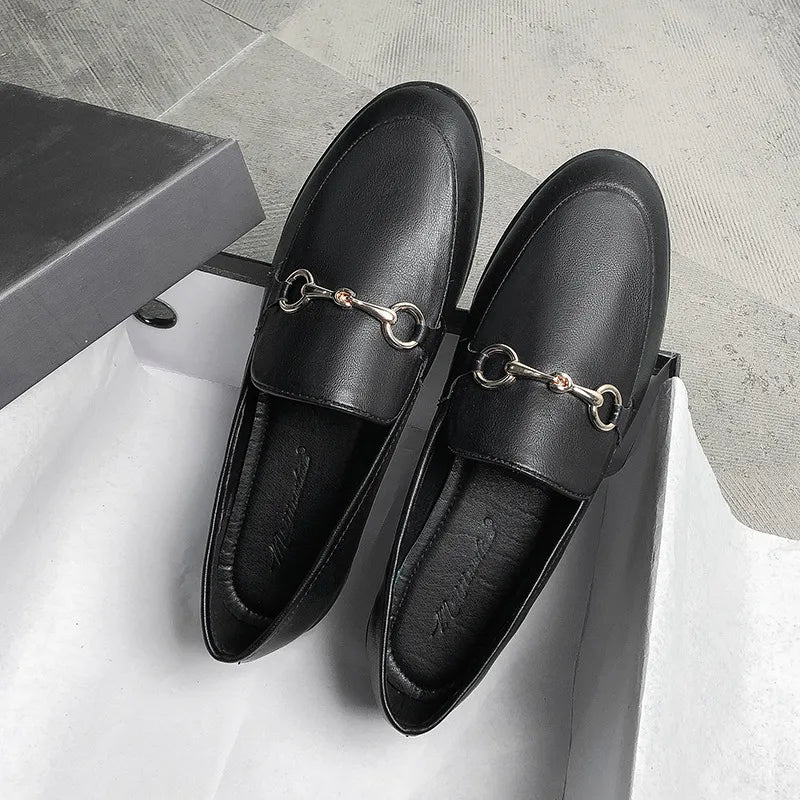 Women Shoes Ladies Flat Fashion Vintage British Pu Leather Oxford Loafers Large Size 34-44 Casual Shallow Flats Black Loafers