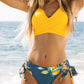 Yellow Lemon Print Low-Waist Bikini  Swimsuit Two Pieces