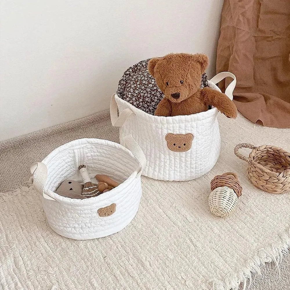 Embroidered Name Bear Storage Basket