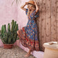 Bohemian Ladies V-neck Short Sleeve Boho Maxi Dresses