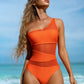 In-X 2022 New Sexy Mesh Patchwork Swimwear Women One Piece Swimsuit Female One Shoulder Monokini Bathers Bathing Suit Beachwear