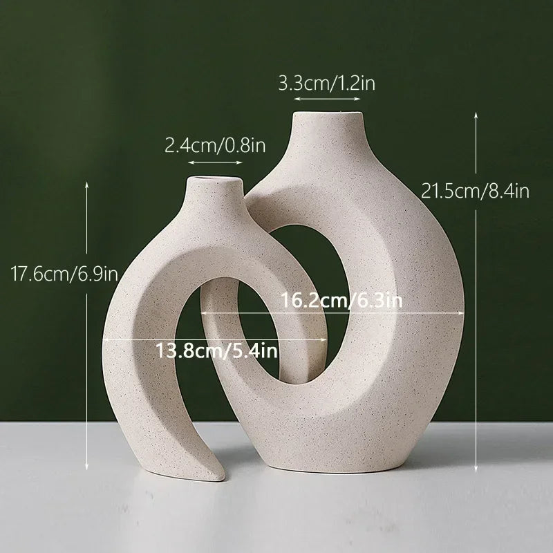 Nordic Ceramic Interlock Vase Bridal Shower Wedding Boyfriend Gift Girlfriend Pampas Grass Living Room Home Decoration