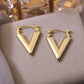 CARLIDANA Luxury Brand Designer Letter V Hoop Earrings Golden Vintage Stainless Steel Earrings Simple Hip-Hop Party Girl Jewelry