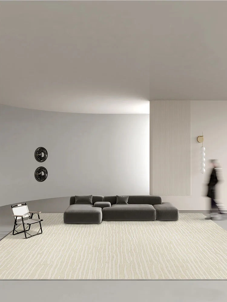 Beige Minimalist Striped Carpet