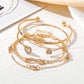 EN Vintage Fashion Woman Crystal Gold Color Bracelets Jewelry Retro Simple Heart Lucky 8 Bracelet Set For Women