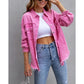 Women Raw Hem Pocket Design Denim Long Sleeve Coat 2023 Femme Casual Turn-down Collar Coat Streetwear Lady Outfits traf