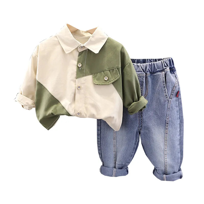 New Boys Clothes Sets Autumn Spring Long Sleeve Shirt+Jeans Fashion Toddler Boy Clothes Kids Clothes Kids Suits Children 2pcs