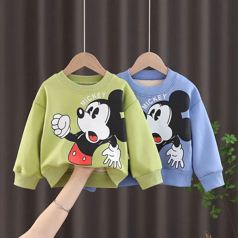 New Spring Autumn Clothes Child's Print Crew Neck Tops Baby Unisex Thin Cotton Loose Hoodies Brand Simple Casual Sports Wear