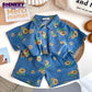 Summer Kids Denim Shirts Set Boys Girls Short-sleeved Shirts and Shorts Daisy Print Two-piece Children Casual Loose Sets 2023