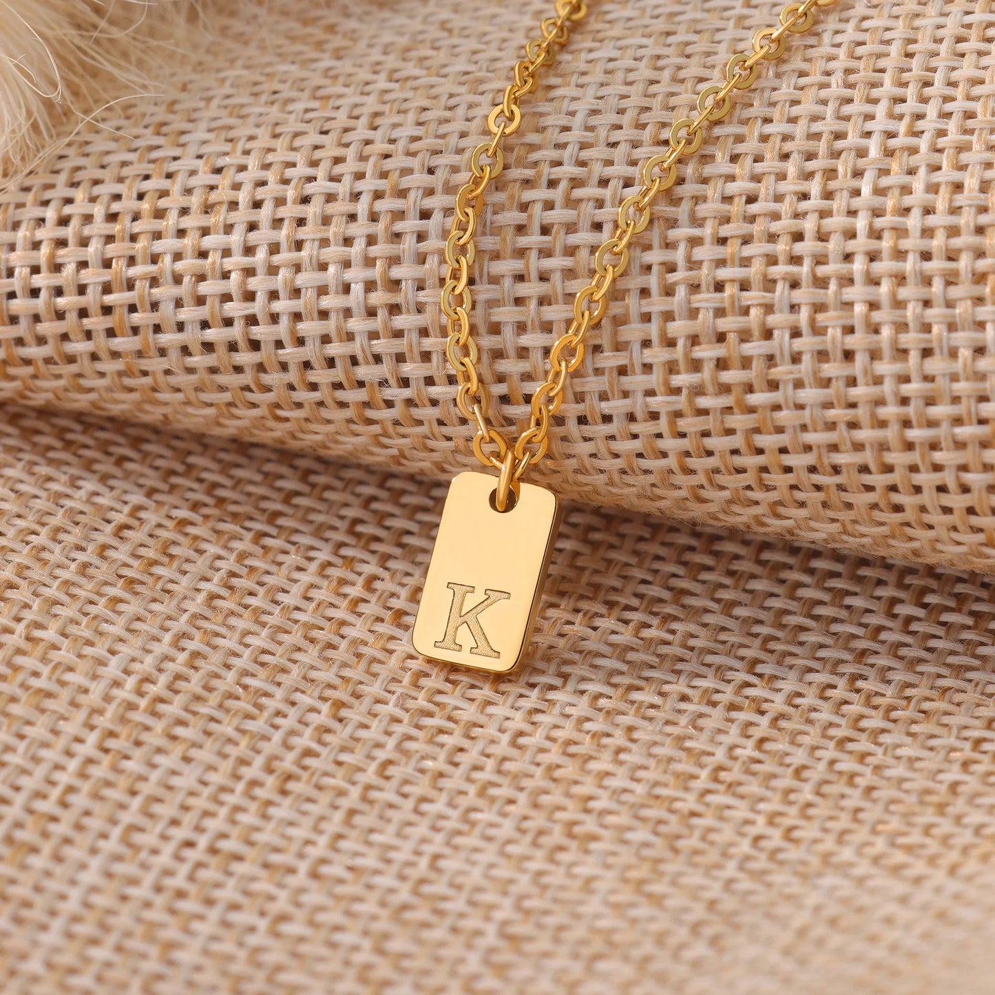 Tiny Square Initial Letter Necklaces For Women Gold Plated Stainless Steel Engraved Letter Necklace Christmas Birthday Jewelry