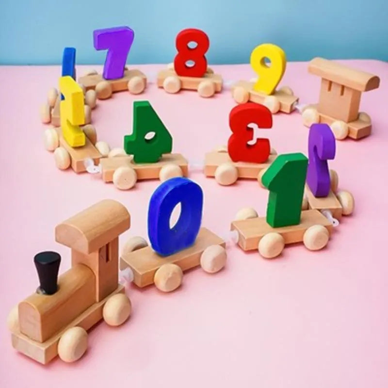 Wooden Digital Small Train Toy Set for Kids,Learning