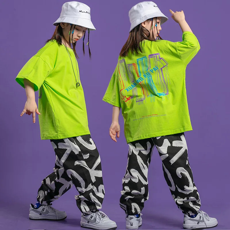 Jazz Hip Hop Tops Pants Stage Performance Suit Street Dance Wear Suit Jazz Costume for Boys Girls