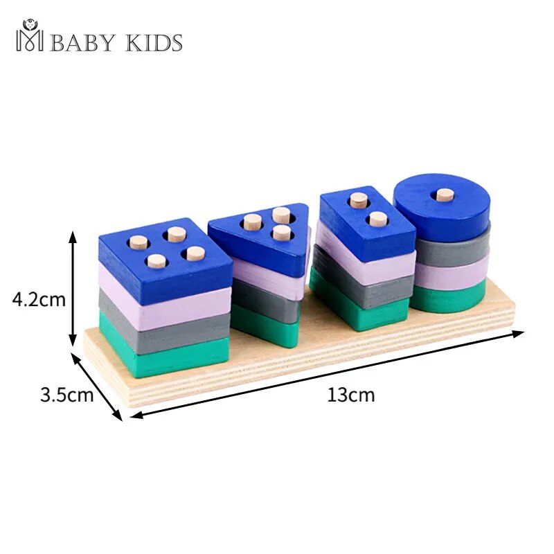 Toy Wooden Building Blocks Early Learning Toys Color Shape Match