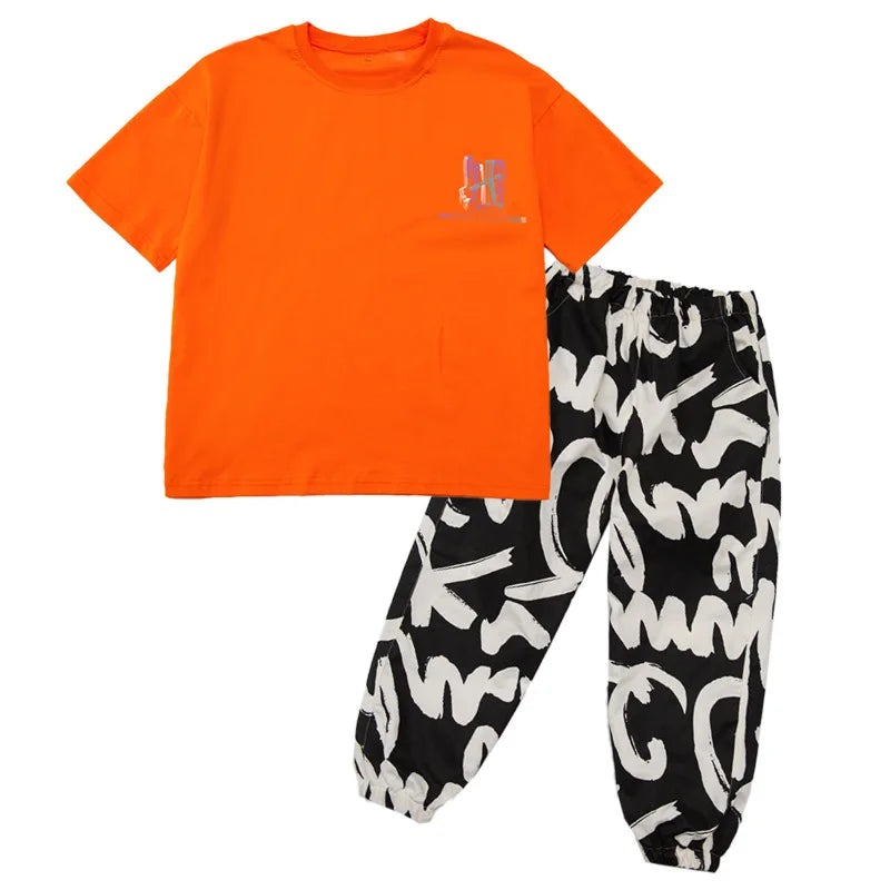 Jazz Hip Hop Tops Pants Stage Performance Suit Street Dance Wear Suit Jazz Costume for Boys Girls