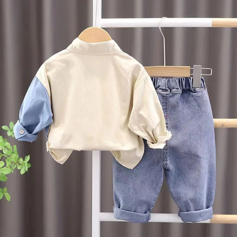 New Boys Clothes Sets Autumn Spring Long Sleeve Shirt+Jeans Fashion Toddler Boy Clothes Kids Clothes Kids Suits Children 2pcs