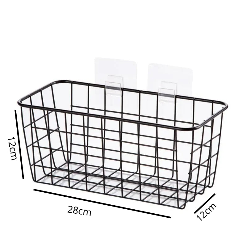 Wrought Iron Kitchen Seasoning Storage Basket Storage Basket Bathroom Rectangular Storage Box Wall Hanging Rack Storage