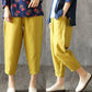 Women's Harem Pants Summer Cotton Linen Capri Pants Breathable Ankle-length Trousers Casual Retro Loose Mom Pant Solid Pockets