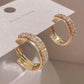 New Classic Copper Alloy Zirconium Drill Metal Hoop Earrings For Woman Fashion Korean Jewelry Temperament Girl's Wear earrings