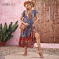 Bohemian Ladies V-neck Short Sleeve Boho Maxi Dresses