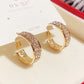 New Classic Copper Alloy Zirconium Drill Metal Hoop Earrings For Woman Fashion Korean Jewelry Temperament Girl's Wear earrings