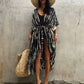 Summer Beach Cover Ups Vintage Printed Belted Kimono Swimwear Long Cardigan Casual Loose Beachwear Outfits Swimsuit Covers Robe