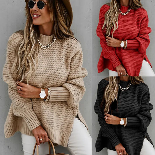 Women's Knitted Sweaters Half High Neck