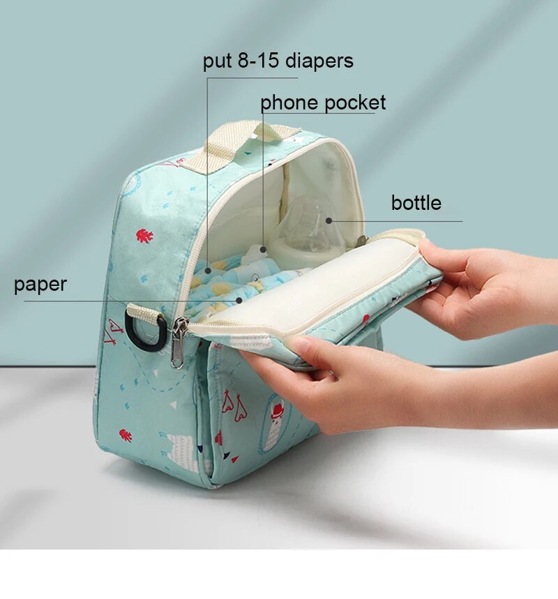 Fashion Baby Diaper Bags Maternity Bag for Disposable Reusable Fashion Anti-Dirty Prints Wet Dry Diaper Bag Disposable Diaper