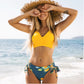 Yellow Lemon Print Low-Waist Bikini  Swimsuit Two Pieces